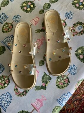 Vince Camuto Clear Sandals w/ Jewels. Like new! Sz 7 1/2 M